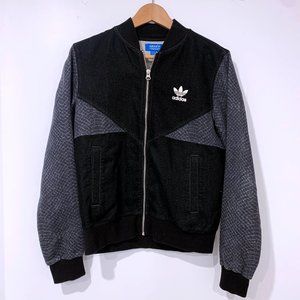 Adidas Black Denim with Pattern Bomber Jacket Womens